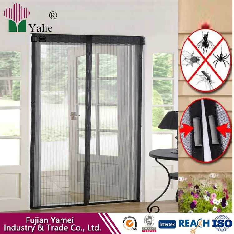 Cortina Magn/ética para Puerta Magnetica Corredera Cortina 100x190cm Velcro Adhesiva Puertas//para Pasillos Protecci/ón contra Insectos Negro