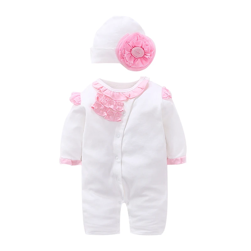 2018 Baby Rompers Wholesale Baby Clothes Print Ruffle Baby Long Sleeve
