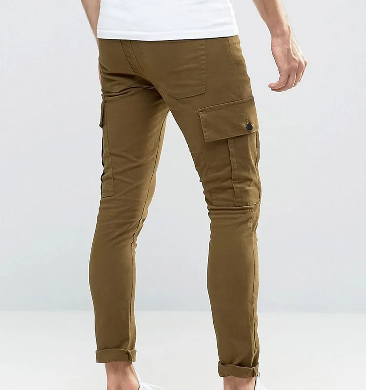 Slim Fit Custom Men's Fashion Plain Khaki Cargo Pants - Buy Men Cargo ...