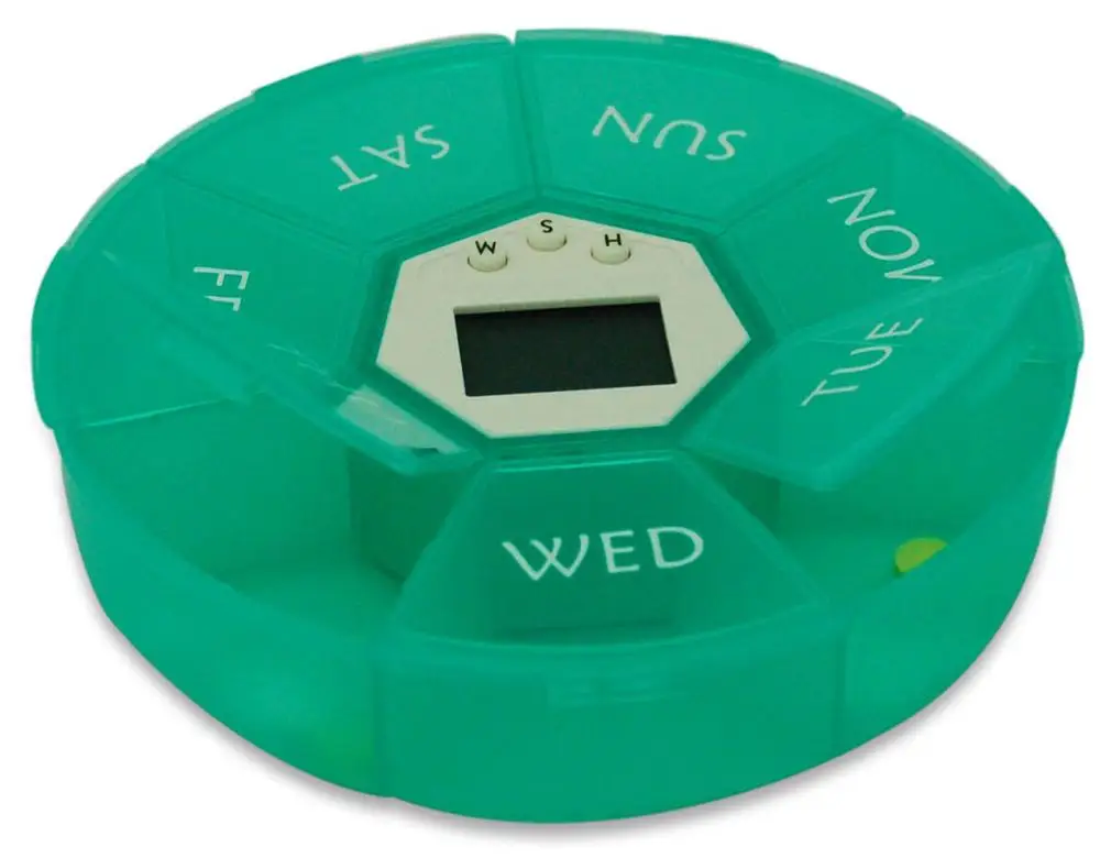 Medication 6 Compartments Digital Alarm Reminder Pill Box Timer Lock