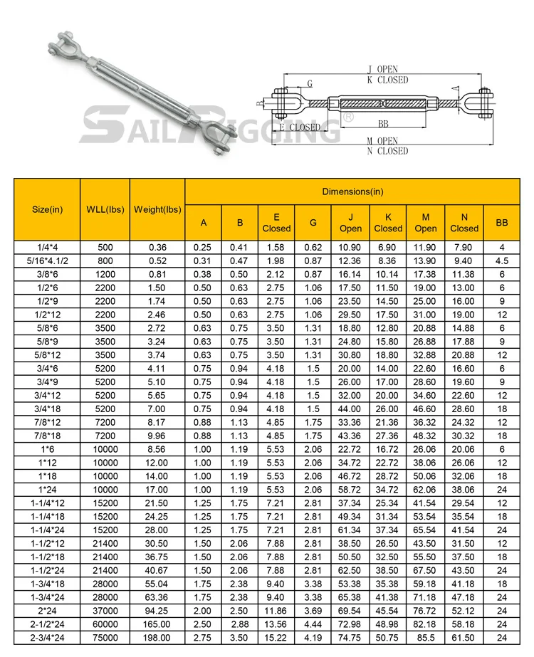 Rigging Hardware Heavy Duty Lifting Wire Rope Turnbuckle With Thimble turnbuckle Products from