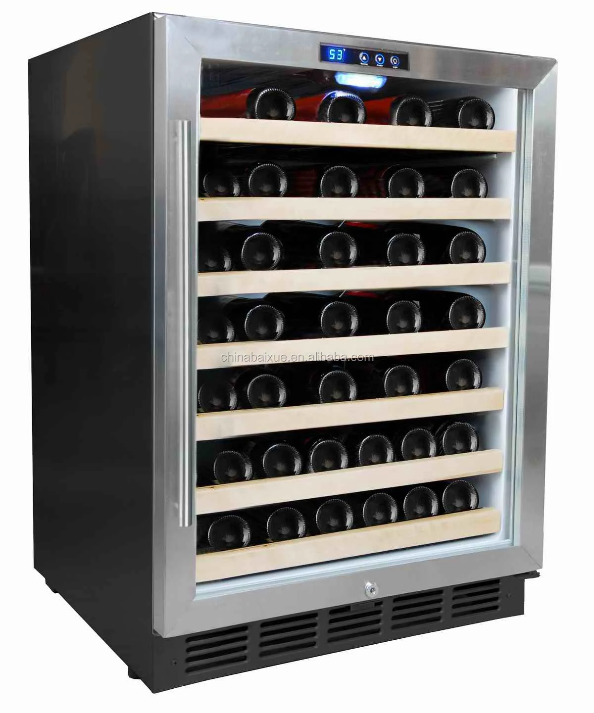 52-bottle Capacity Wine Cooler,Single Zone Compressor Cooling Built-in