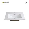 Sanitary ware counter top 25 inch solid surface rectangle white thin edge ceramic wash bathroom cabinet basin