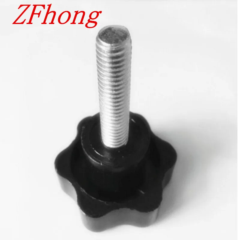 China Black M5 Plastic Star Hand Knob Tightening Screw Length 8mm To