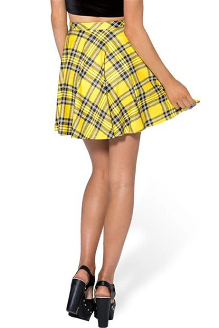 Source Women Ruffle Yellow Plaid Mini Skirt on m.alibaba.com