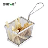 Stainless Steel Mini Square Fry Basket Present Fried Chip Food, Table Serving JS-E012