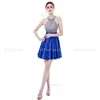 Alibaba Prom Dresses Short Beaded Top Satin Halter Skirt Girl Party Dress Guangzhou