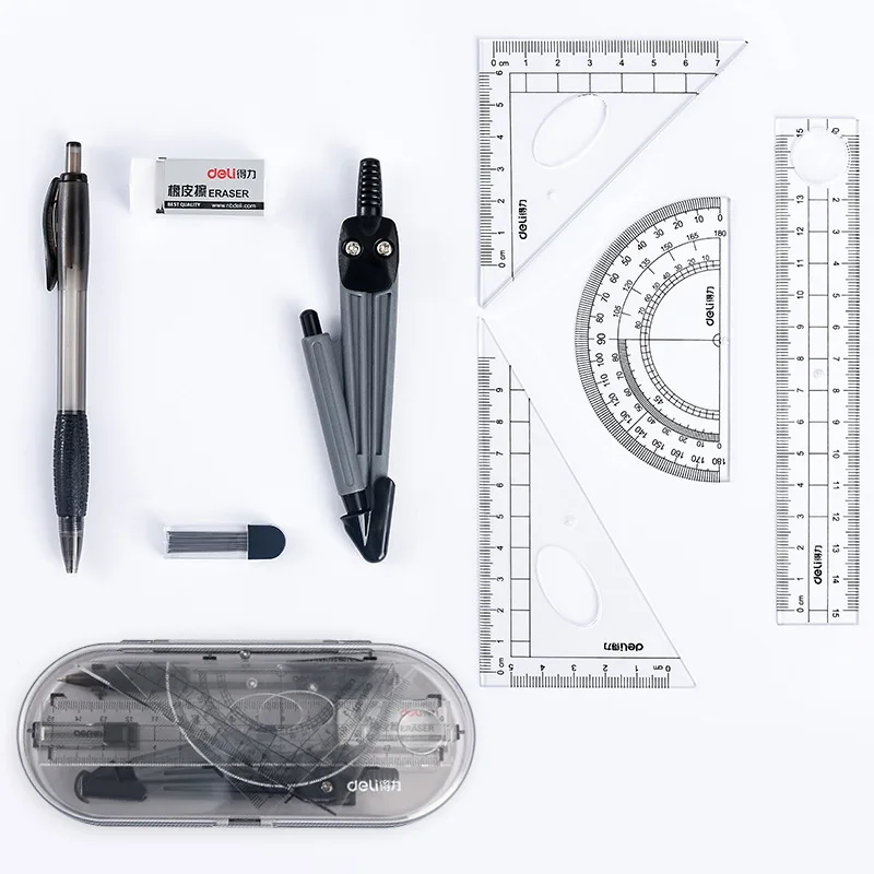 Student Drawing Math Geometry Kit 8 Pieces Set With Compasses,Eraser ...