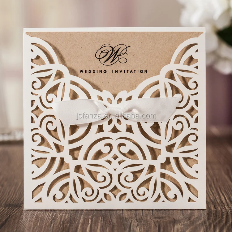 Wishmade Factory Customized Laser Cut Invitation Card With Envelope For