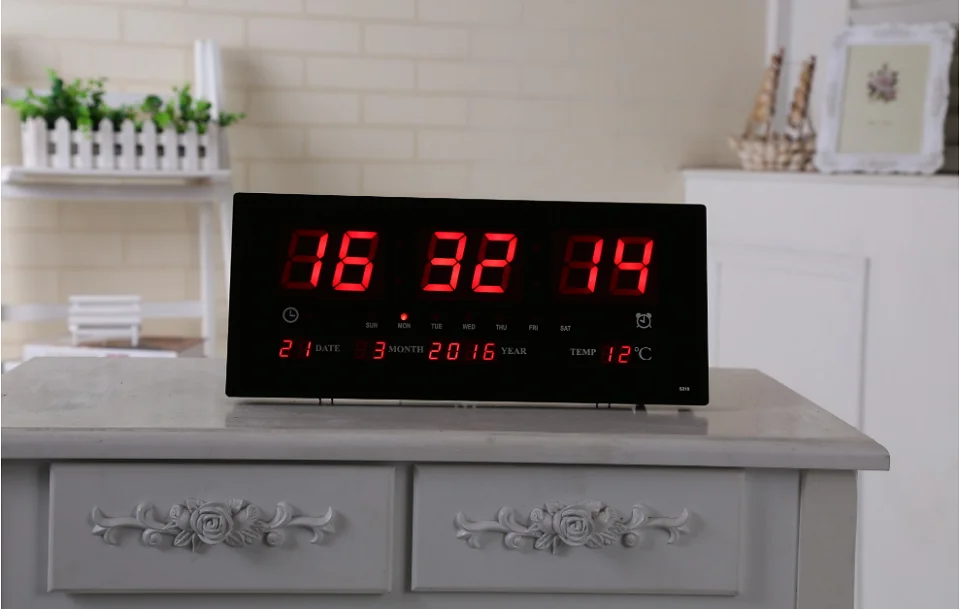 [Ganxin] for Digital Wall Clock Large LED Time Calendar Temperature Desk Table Clocks LED Wall Watch Home Decor best wall clock