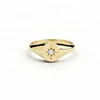 Beautiful Star Setting Diamond 14K Gold Signet Ring for Women