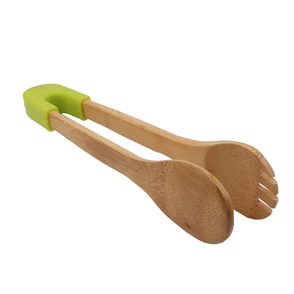 Kitchen Gadget Multi Function detachable Shovel spoon, Pure Natural Bamboo Food Clamp ,Bread tongs Salad Clips