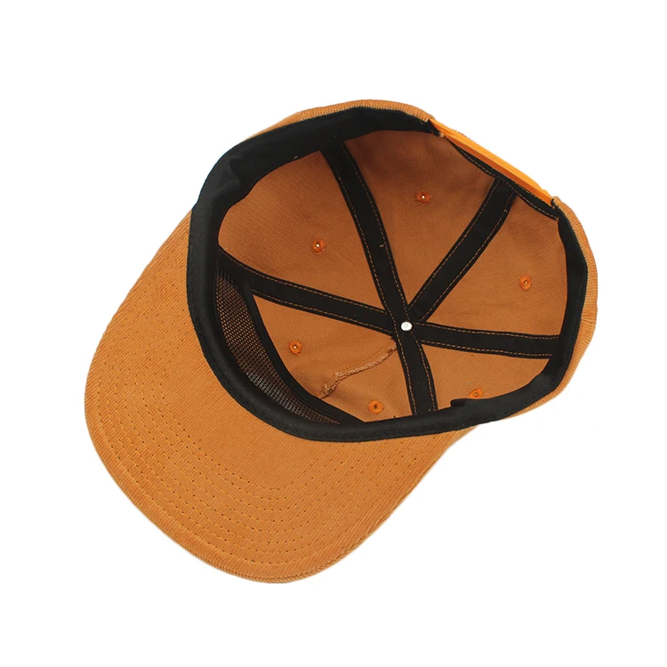 Custom Made Rope Flat Brim Snapback Cap Embroidery Vintage Corduroy Hat