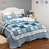 Chinese style blue printed quilt required microfiber coverlet set embossed edge patchwork bedspread