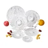 embossed wide rimmed clear glass flat plate decorative tableware in different sizes