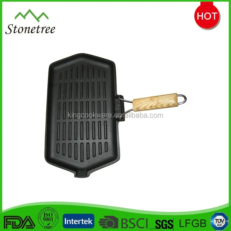 Wooden Handle Foldable Cast Iron Grill Pan Buy Cast Iron Grill Pan,Wooden Handle Cast Iron