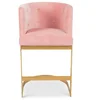 Fashion High Quality Upholstery Velvet Fabric U Shape with Brushed Brass Metal Frame Bar Stool