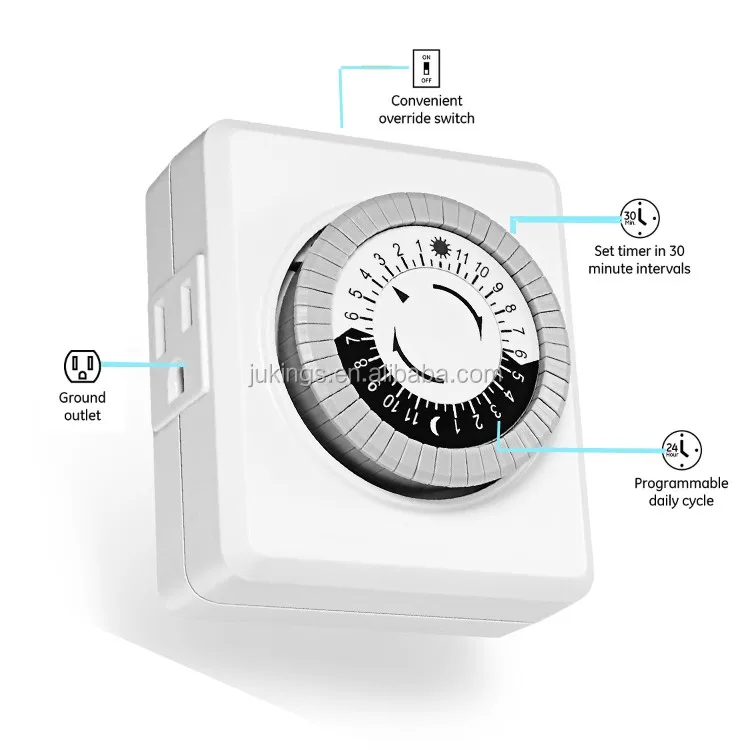 24 Hour 15 Amp Heavy Duty Indoor Plugin Mechanical Timer With 3 Pin