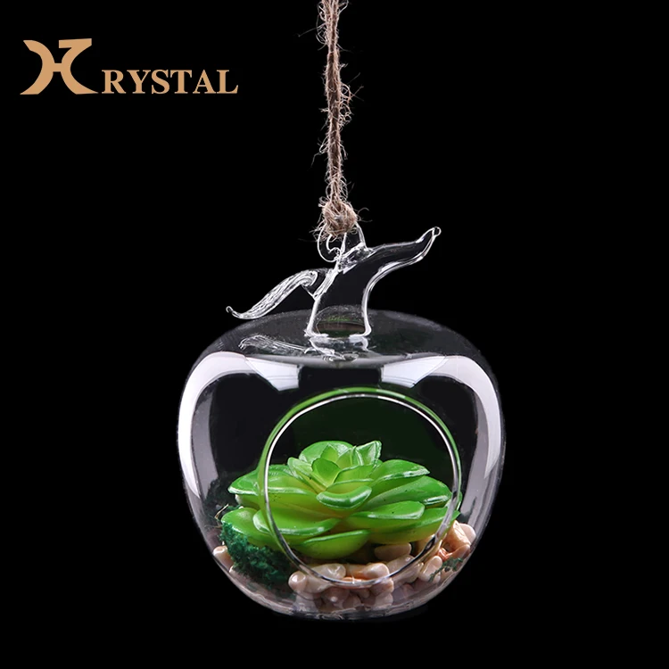 2019 New Design Apple Shape Hanging Glass Vases,Air Plant Glass Decorative Hanging Glass