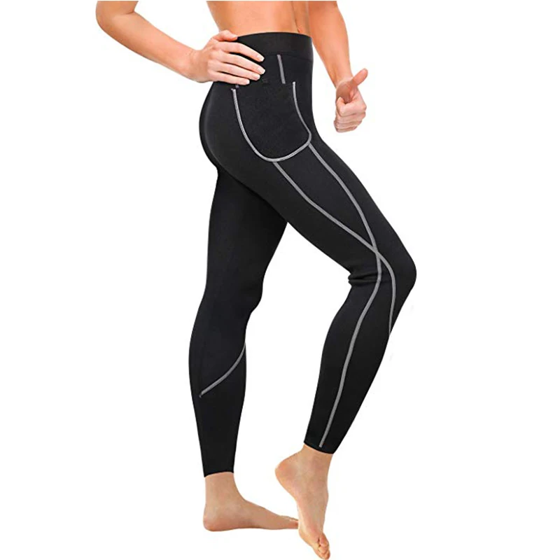 Women Sauna Weight Loss Slimming Neoprene Pants With Side Pocket Hot ...