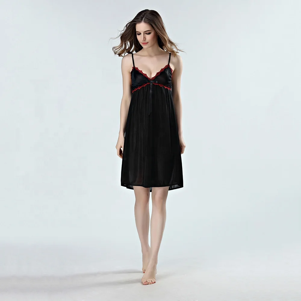 Retail Online Shopping Sexy Fancy Silk Sheer White Babydoll Nighty Pink