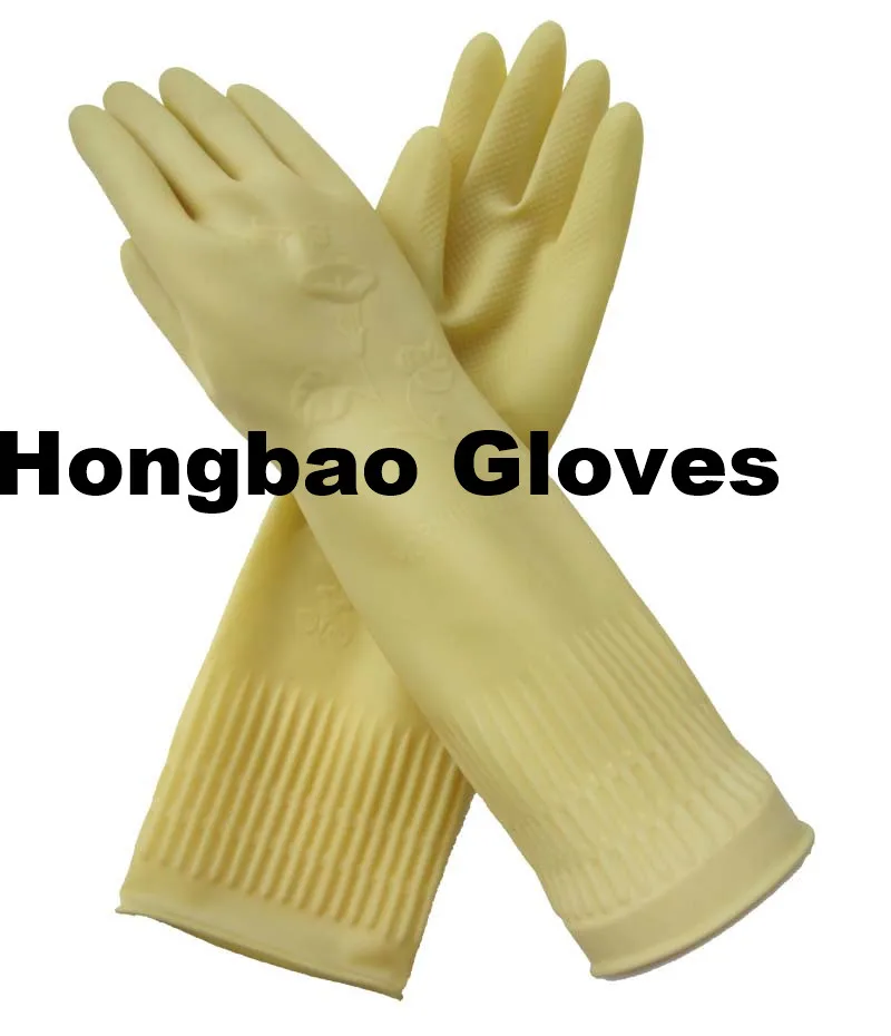 Eopzo 2-Pair Waterproof Safety Gloves - Long Sleeve Latex Rubber Gloves For Kitchen, Bathroom & Garden