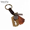 Creative retro rope leather keyring punk style blade copper key chain men's jewelry for bag and keys