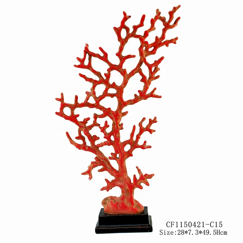 Artificial Resin Red Coral Decor Coral Black Base Home Decor details