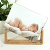Customized Made U Style Photo Frame Clear Acrylic Photo Picture Frame With Wooder Base