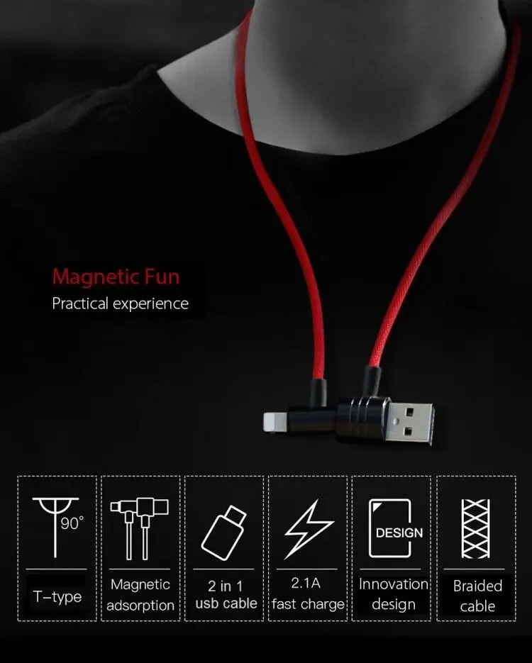 T tipo Magnético Cable Usb Para Iphone 2.1a De Alta T tipo Magnético Cable Usb Para Iphone 2.1a De Alta