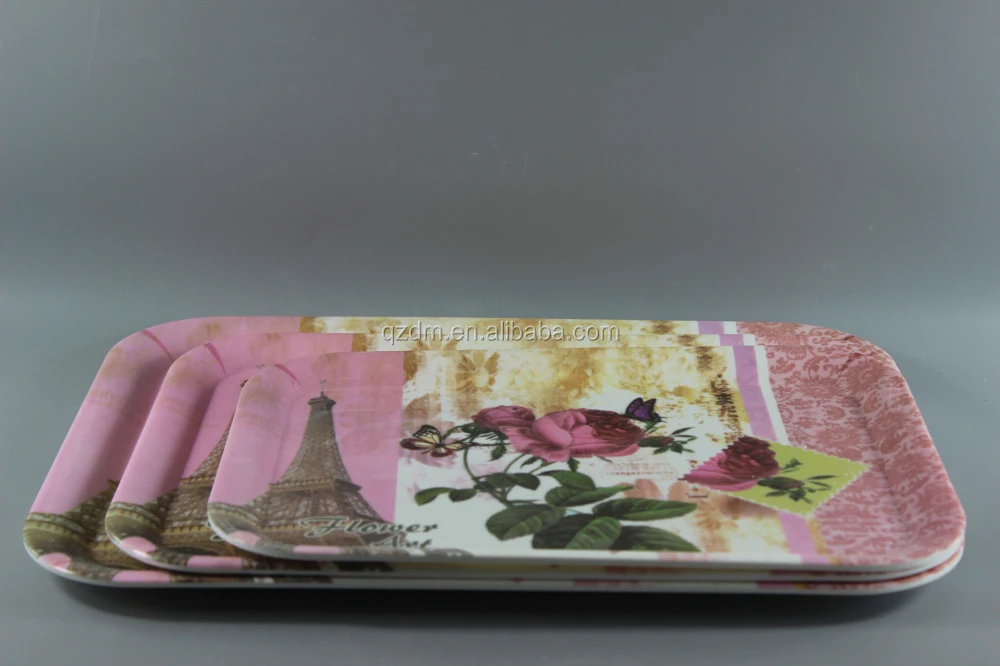 Sand Blasted Surface Melamine Serving Tray Set Of 3pcs