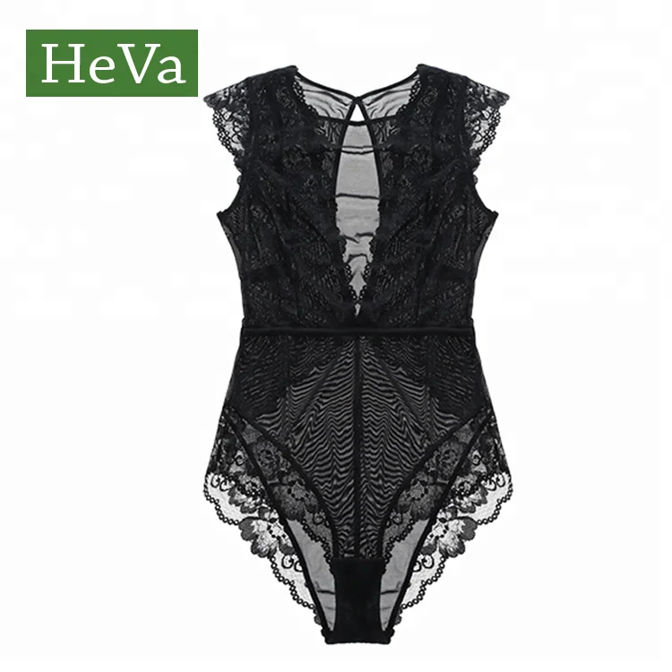 Wholesale Very Hot Transparent Full Lace Black Fantasy Nightwear One Piece Lingerie Sexy Babydoll