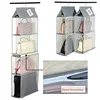 Detachable 6 Compartment Hanging Organizer Pouch Purse Bag Collection Storage Holder Wardrobe Closet Space Living Room Bedroom