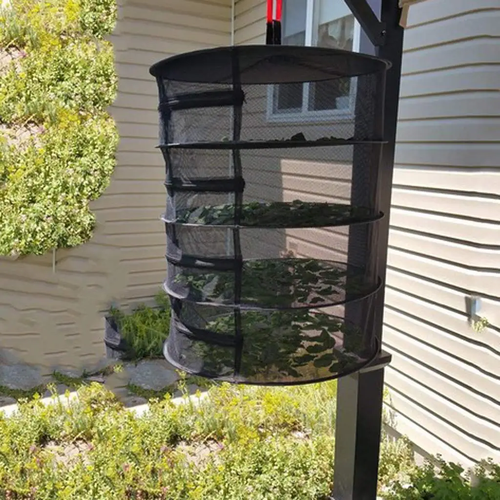 Chinup 6/8 Layers Hanging Basket With Zipper Folding Dry Rack Herb