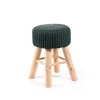 Chinese High Quality Dark Green Knitted Wool Fabric Wood Legs Footstool For Studio
