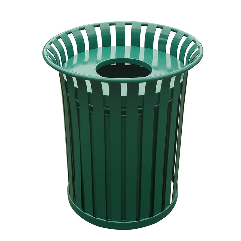 Outdoor Round Steel Garbage Bin Urban Street Furniture Patio Metal ...