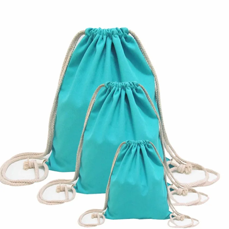 color printing pattern 8oz eco cotton drawstring sack bag