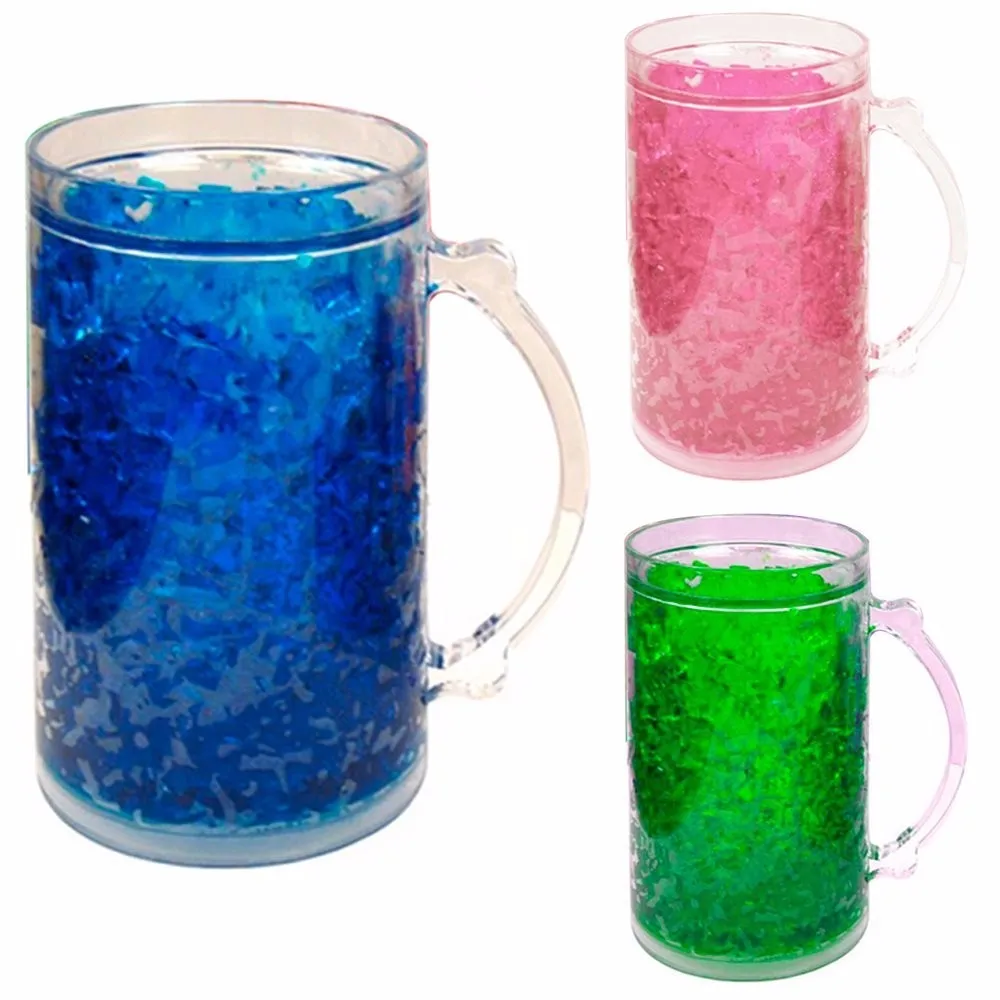 Double Wall Gel Freezer Mug,Acrylic Tumbler Beverage Cooling Beer Cup