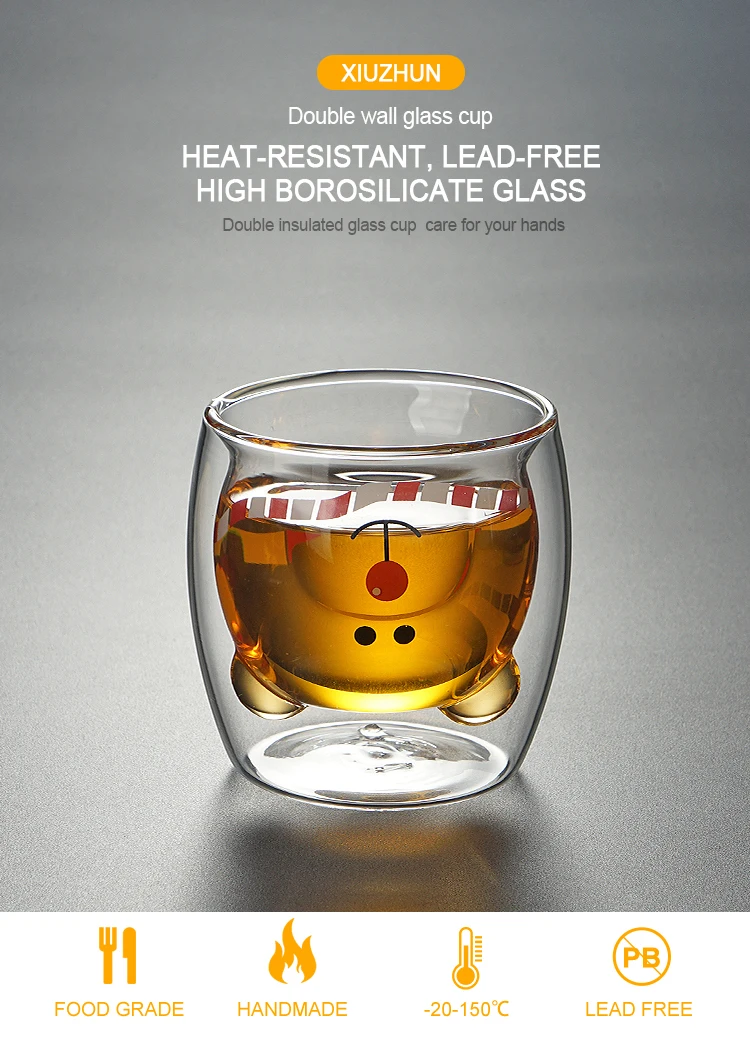 Factory Supplied 250ML Hand-Blown Borosilicate Double Wall Glass Coffee Cups