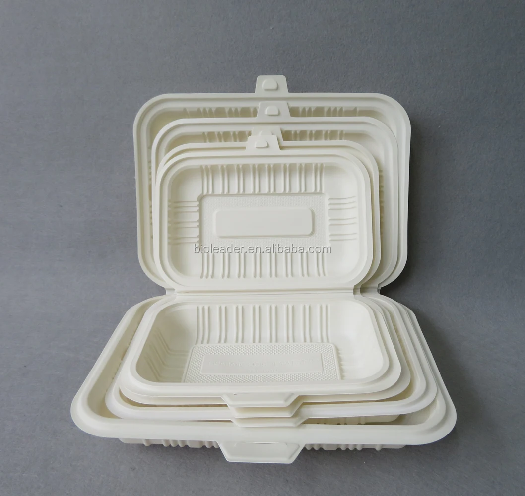 Biodegradable Disposable Cornstarch Microwave Clamshell Take Away Food