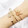 Hot heart-shaped electrogram bracelet star open ring simple 6 six-piece set
