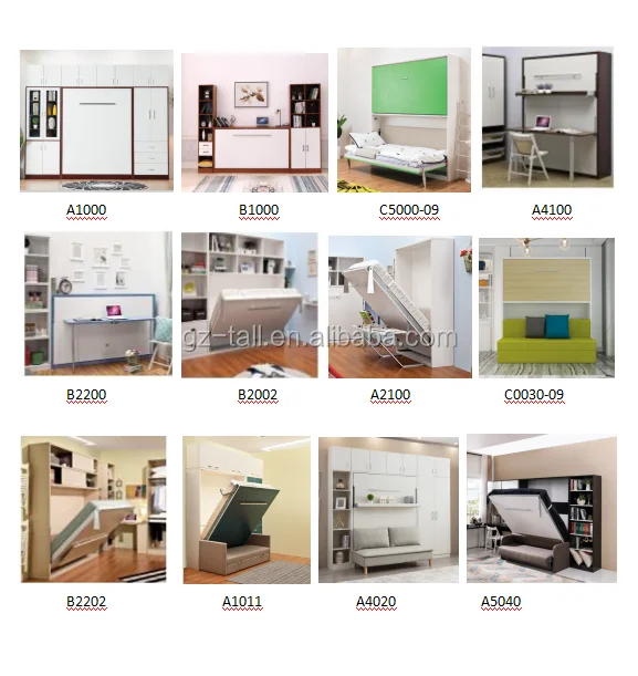 Multifunctional Furniture Horizontal Wall Bed With Desk Pull Down