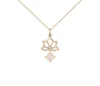 Lotus with pearl solid 14k customized gold jewelry