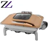 New alcohol burners electrical heating board oblong double gn 1/1 1/2 chaffing dish rack hinged lid copper chafing dish kuwait