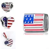 Fashion 925 Sterling Silver USA National Flag Beads Charm DIY European bracelet