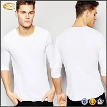 Long Sleeve Contrast Print Curved Hem Mens Fashion Longline T Shirt