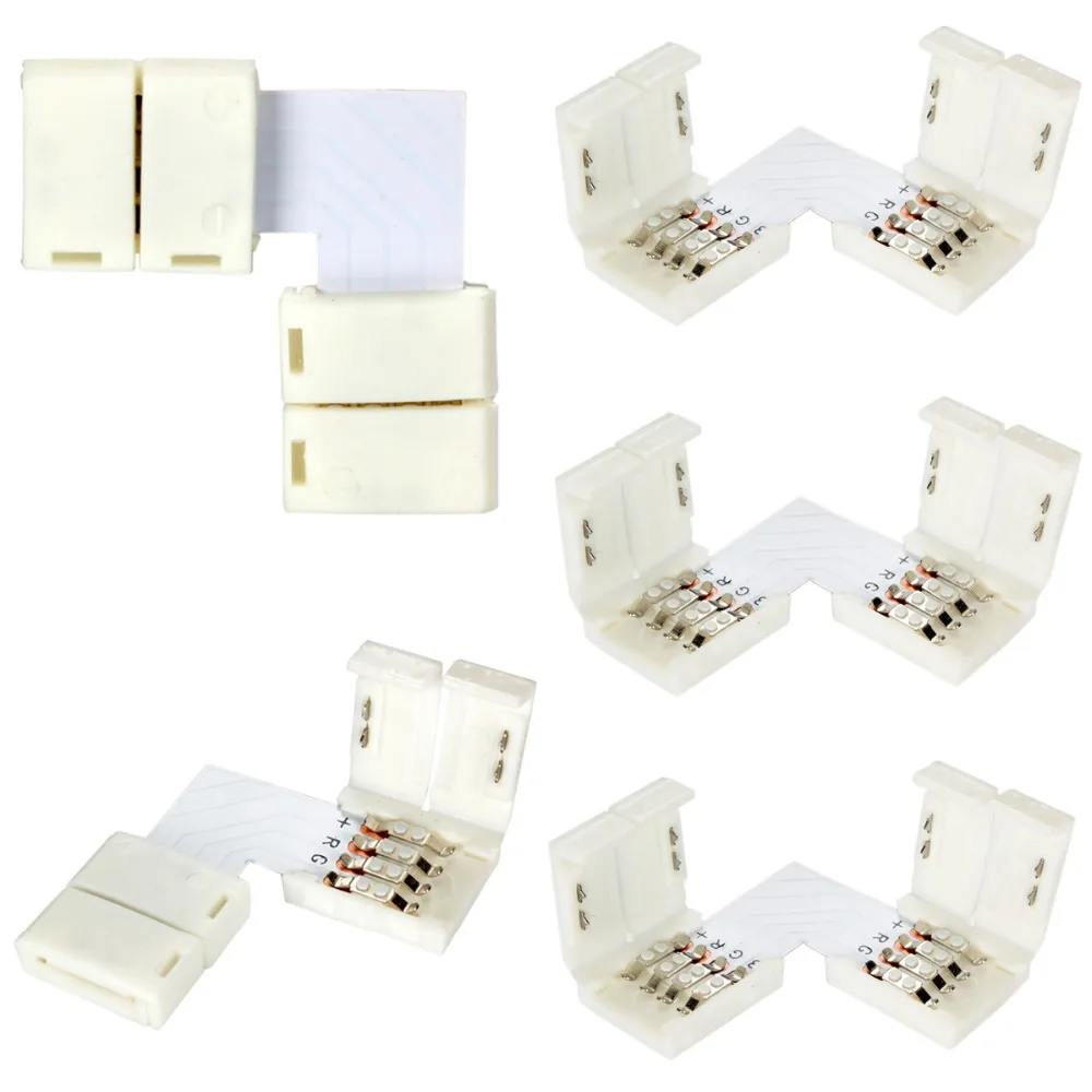 4 pin LED Connector L Shape For connecting corner right angle 10mm 5050 LED Strip Light RGB Color