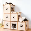 Deku--Hot Sale Pet furniture Cat Toy Corrugated 3 layers house Shape --CP-205 Flat Package Cardboard Cat Scratcher tower