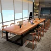 large executive office table design antique solid wood top iron leg base dining table and 12 chairs R1739
