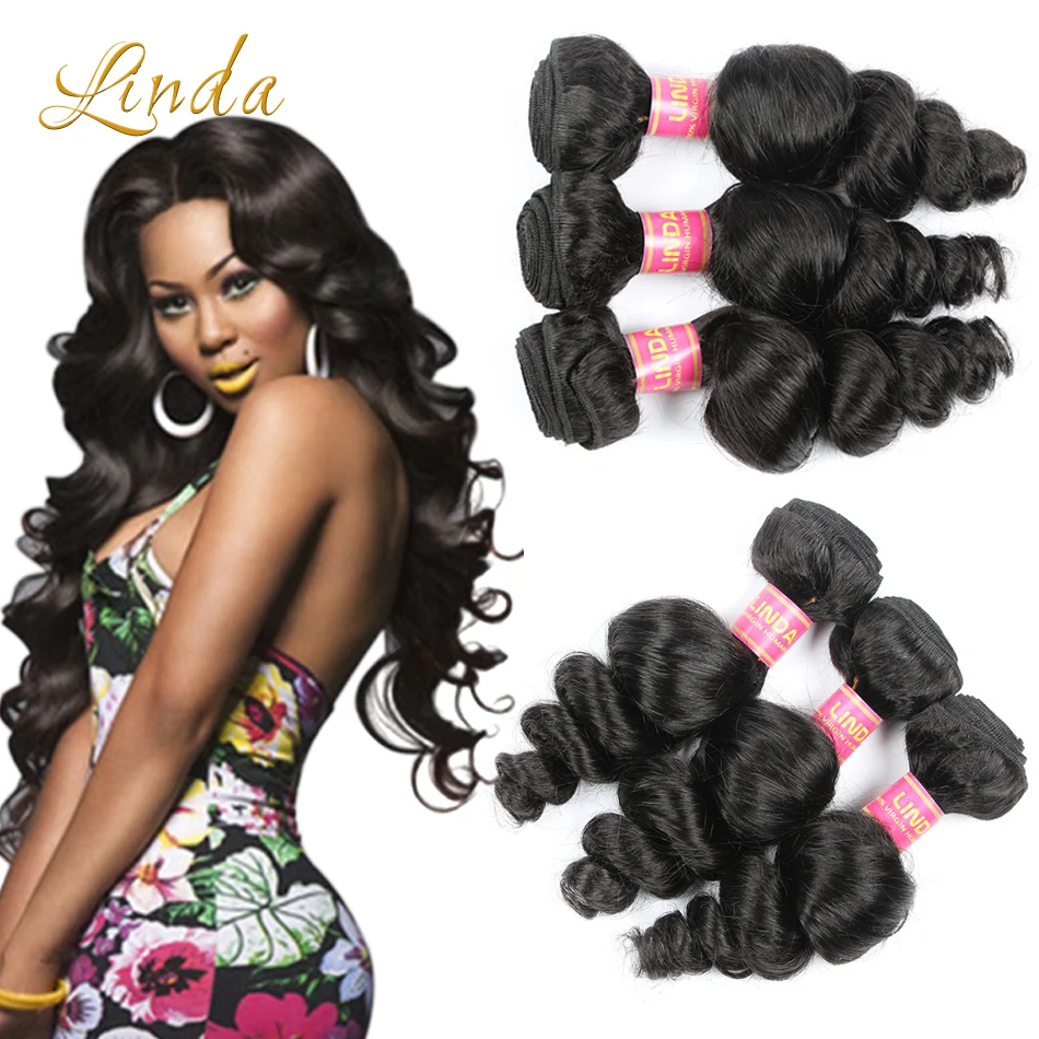 Queen Hair Products 7A Indian Loose Wave Virgin Hair 3pcs lot Bundles unprocessed Real Human Hair